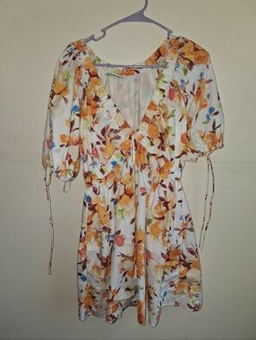 Abercrombie Poplin Puff Sleeve Babydoll Mini Dress